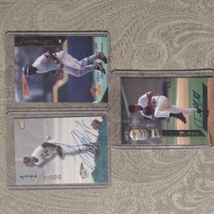 Trio of baseball cards autographed signature rookie